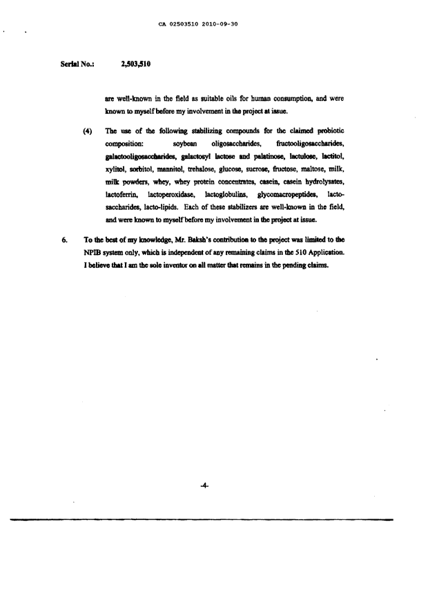 Document de brevet canadien 2503510. Correspondance 20100930. Image 6 de 7