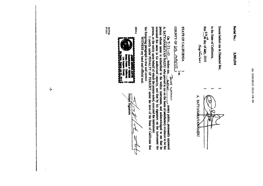 Document de brevet canadien 2503510. Correspondance 20100930. Image 7 de 7