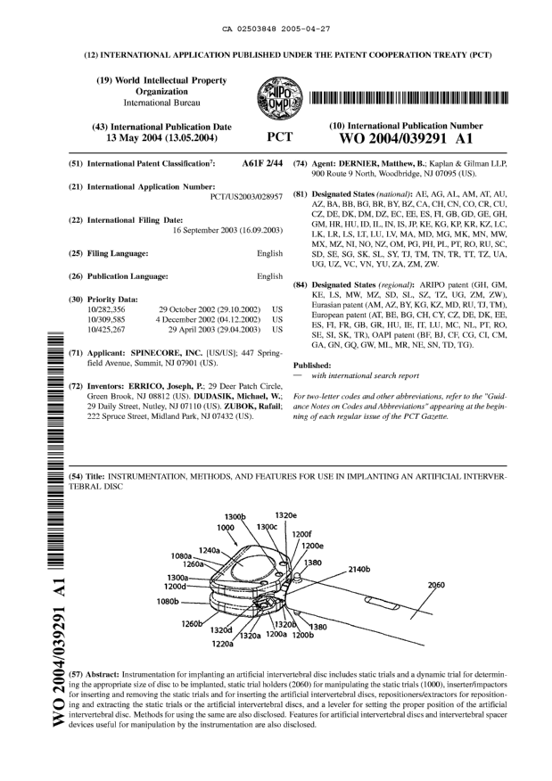 Document de brevet canadien 2503848. Abrégé 20050427. Image 1 de 1
