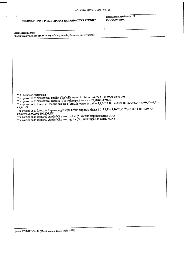 Document de brevet canadien 2503848. PCT 20050427. Image 6 de 6