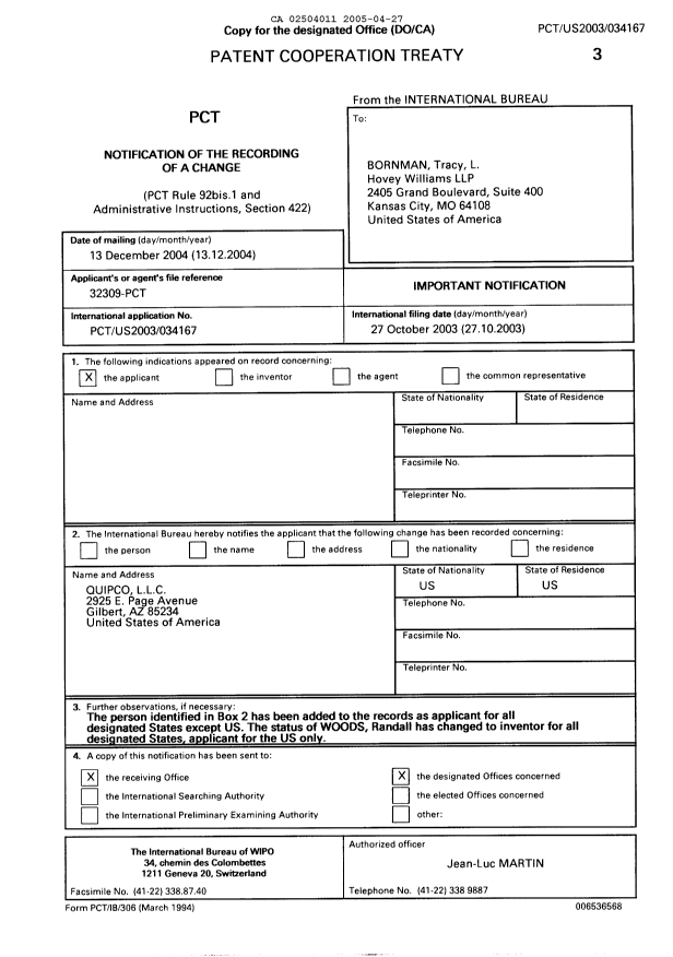 Document de brevet canadien 2504011. PCT 20050427. Image 1 de 5