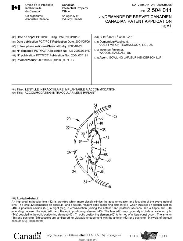 Document de brevet canadien 2504011. Page couverture 20050726. Image 1 de 1