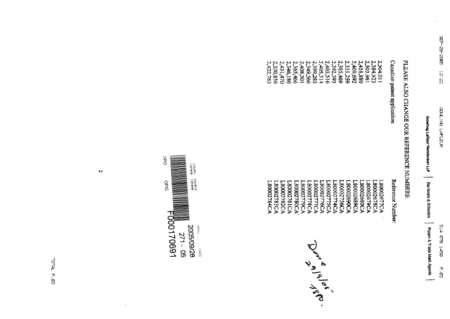 Canadian Patent Document 2504011. Correspondence 20050928. Image 2 of 3