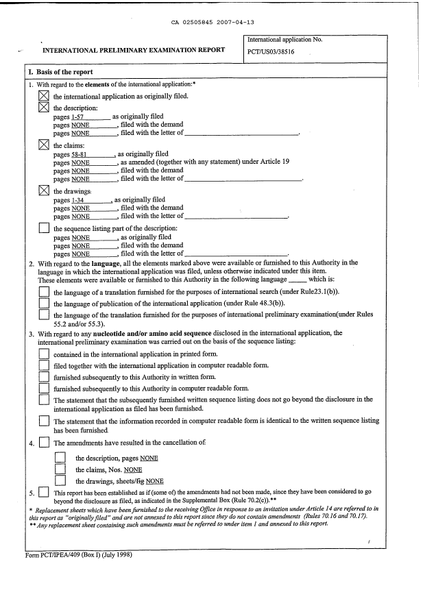 Document de brevet canadien 2505845. PCT 20070413. Image 2 de 5