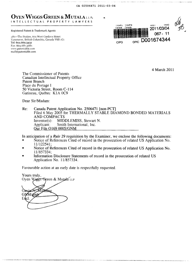 Document de brevet canadien 2506471. Poursuite-Amendment 20110304. Image 1 de 1
