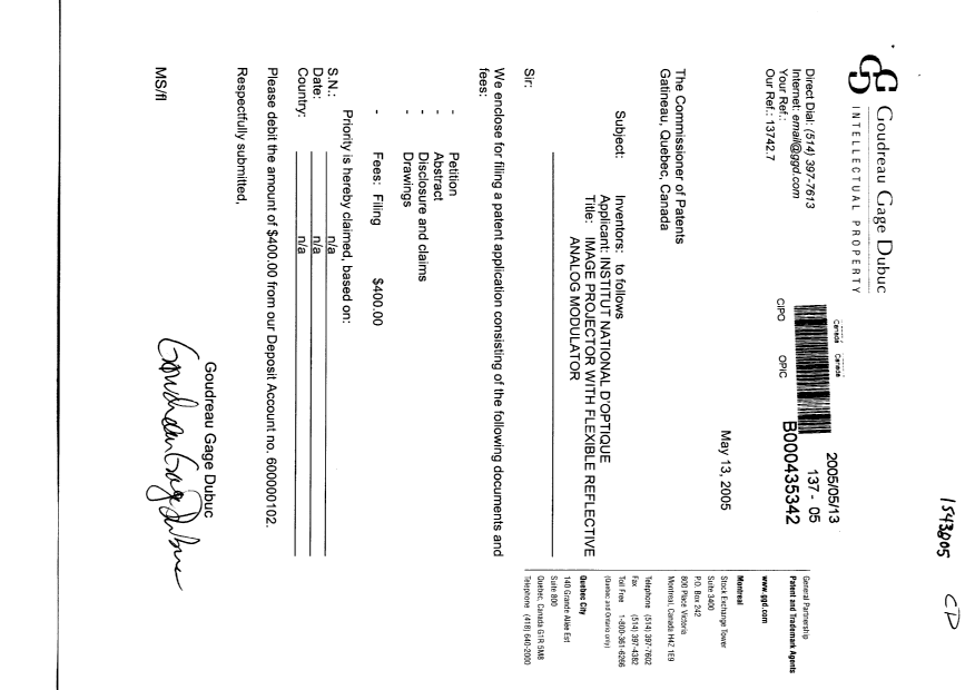 Document de brevet canadien 2507177. Cession 20050513. Image 1 de 5