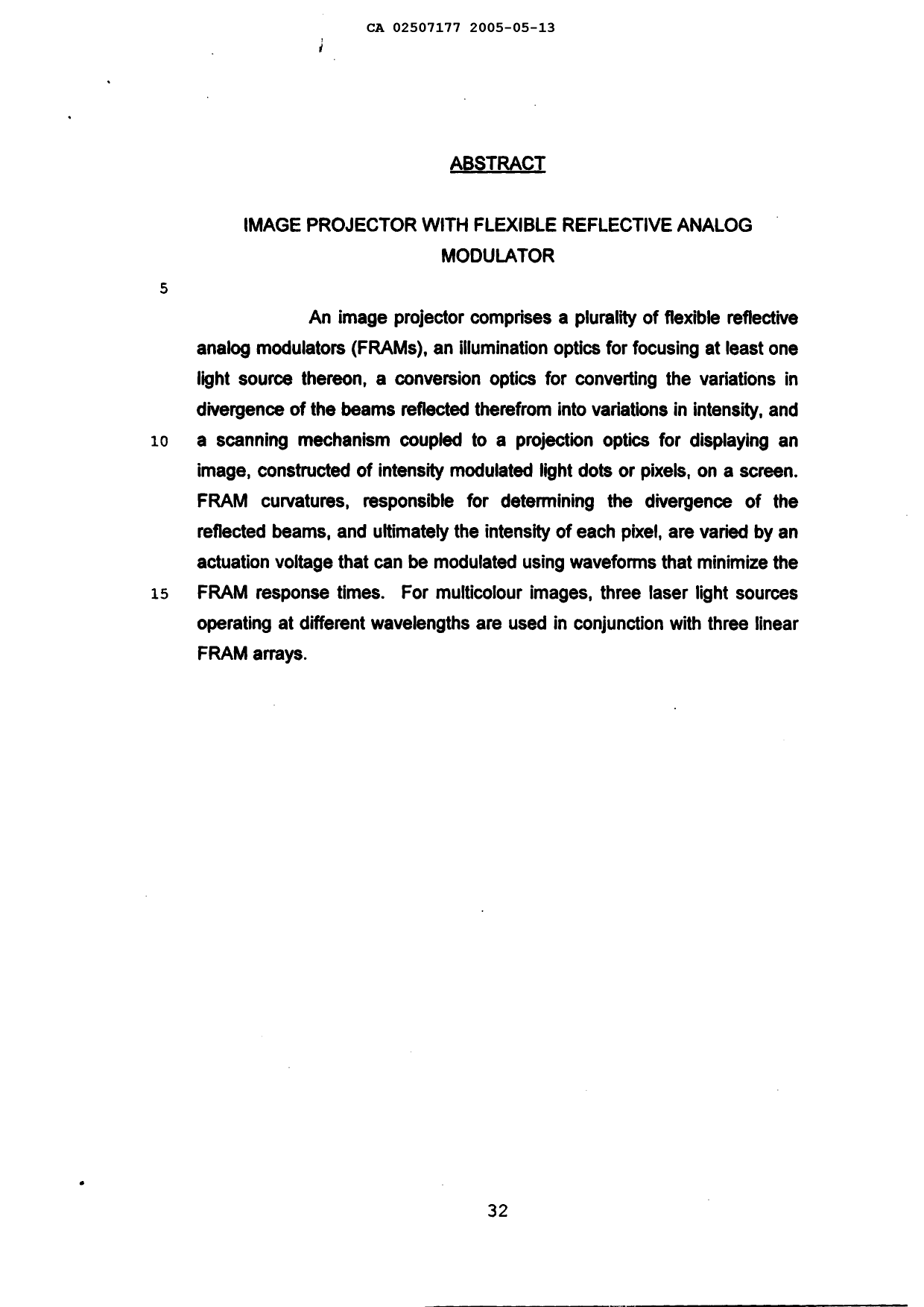 Document de brevet canadien 2507177. Abrégé 20050513. Image 1 de 1