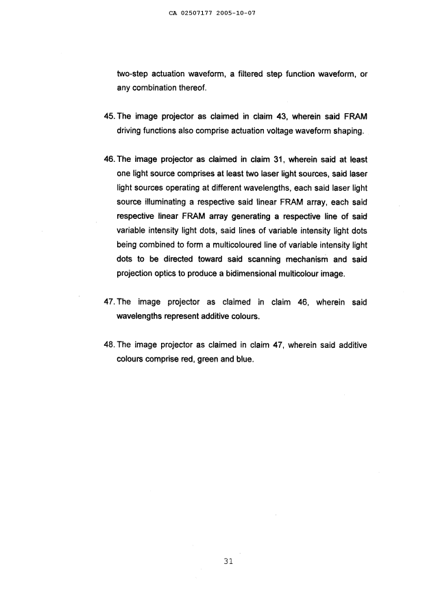 Document de brevet canadien 2507177. Revendications 20051007. Image 8 de 8