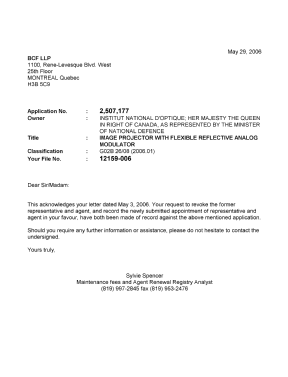 Document de brevet canadien 2507177. Correspondance 20060529. Image 1 de 1