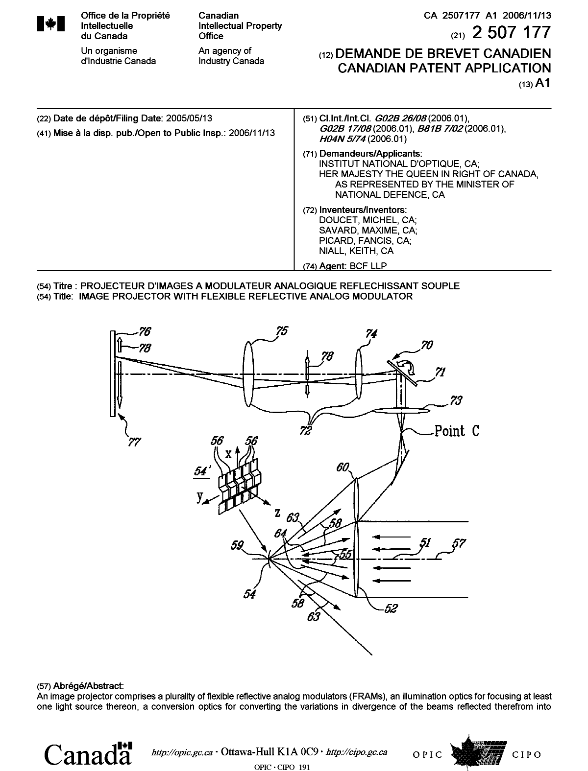 Document de brevet canadien 2507177. Page couverture 20061102. Image 1 de 2