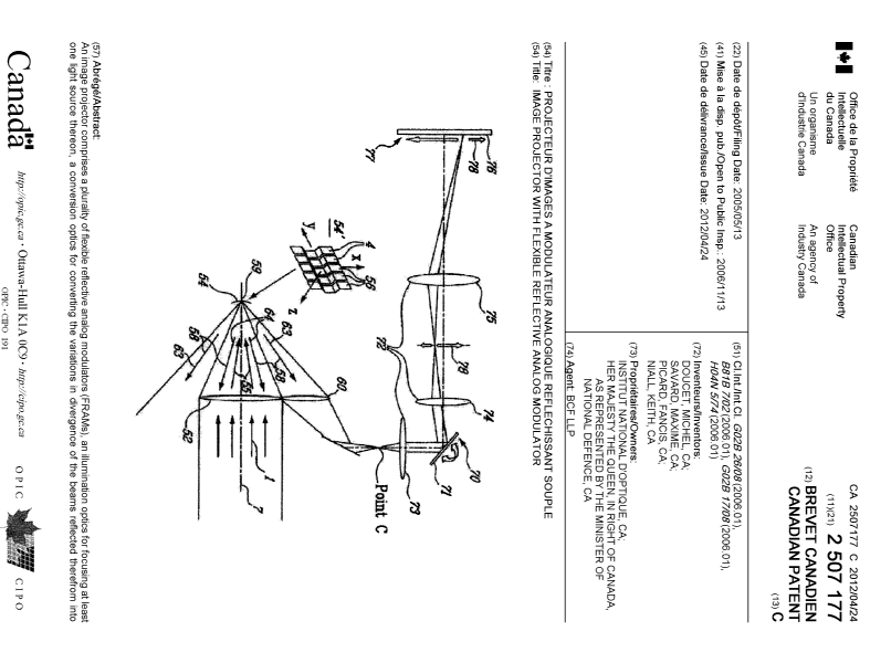 Document de brevet canadien 2507177. Page couverture 20120327. Image 1 de 2