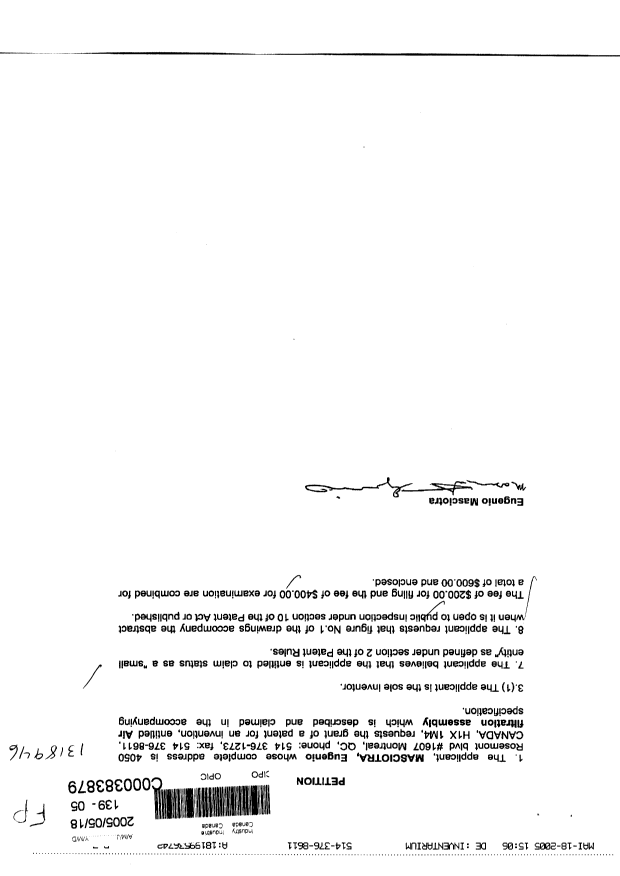 Document de brevet canadien 2507350. Poursuite-Amendment 20050518. Image 1 de 5