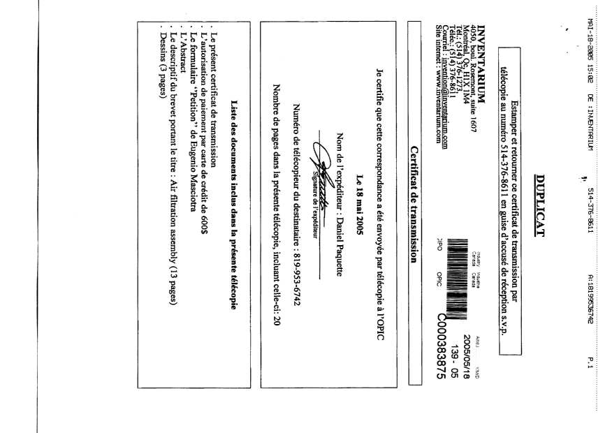 Document de brevet canadien 2507350. Poursuite-Amendment 20050518. Image 2 de 5