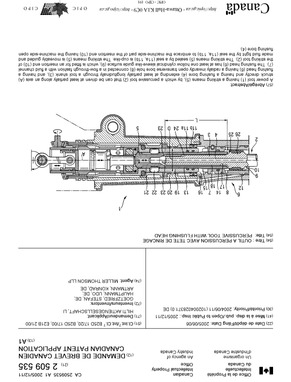 Canadian Patent Document 2509535. Cover Page 20051122. Image 1 of 1