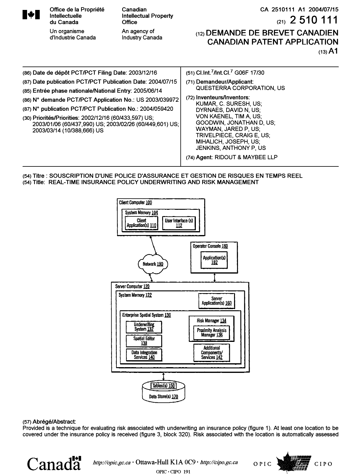 Document de brevet canadien 2510111. Page couverture 20050912. Image 1 de 2