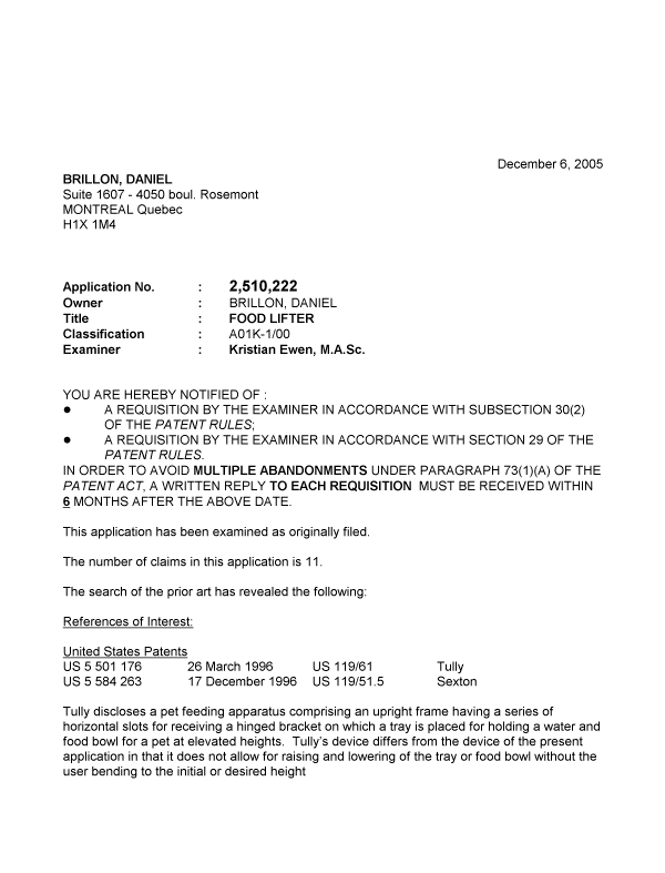 Document de brevet canadien 2510222. Poursuite-Amendment 20051206. Image 1 de 3