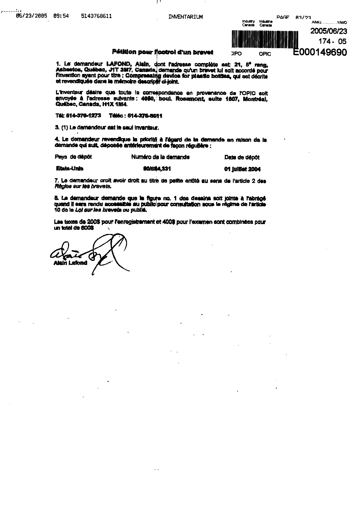 Canadian Patent Document 2510427. Assignment 20041223. Image 2 of 2