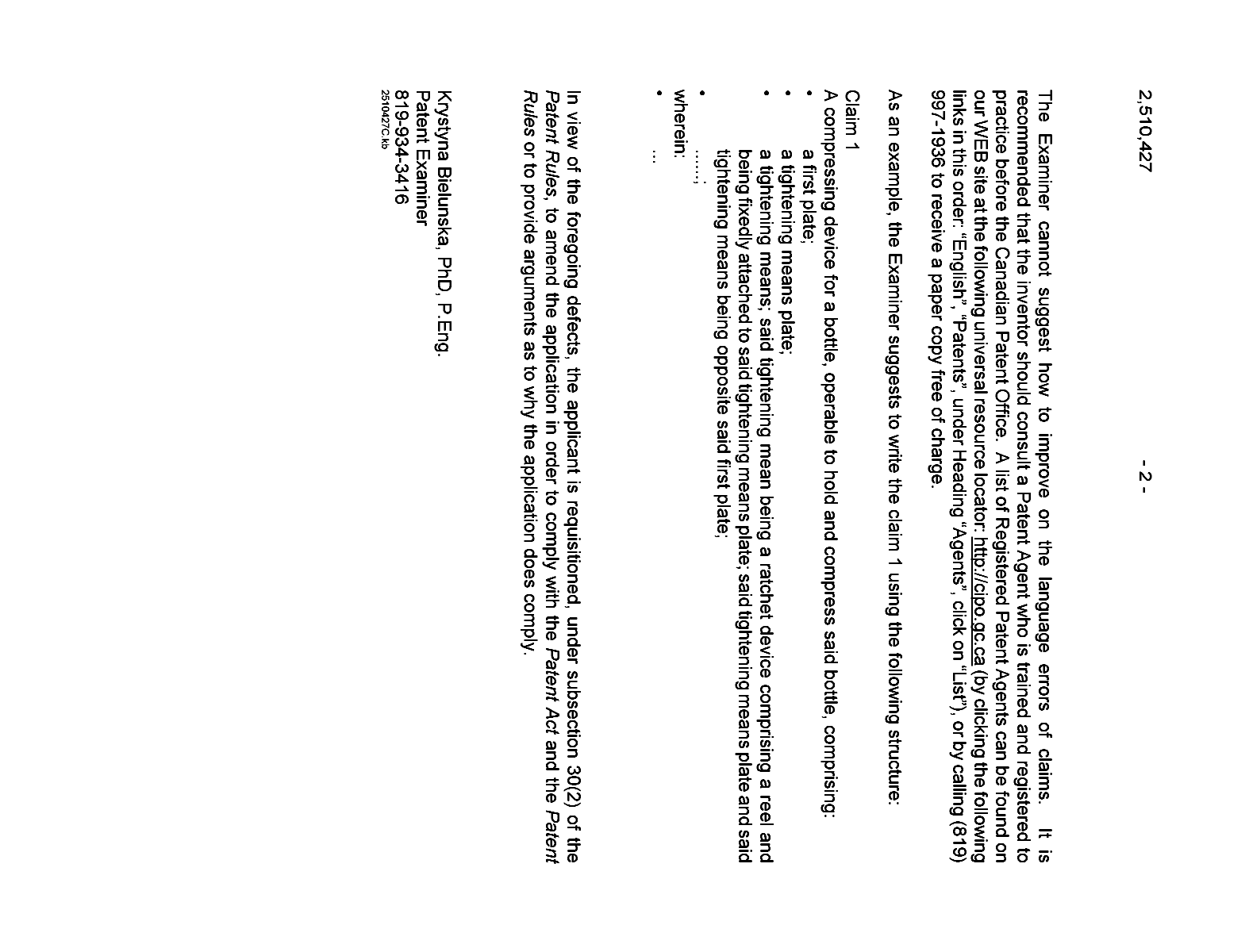 Document de brevet canadien 2510427. Poursuite-Amendment 20051218. Image 2 de 2