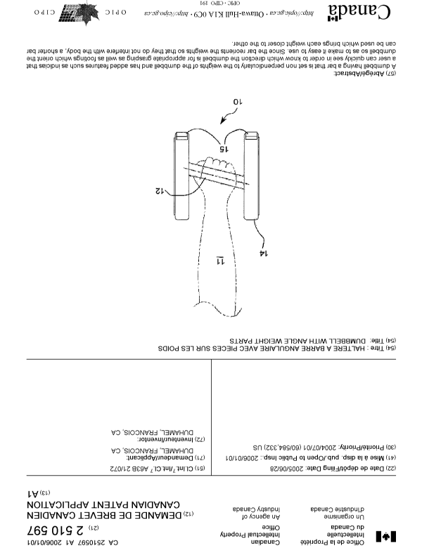 Canadian Patent Document 2510597. Cover Page 20051213. Image 1 of 1