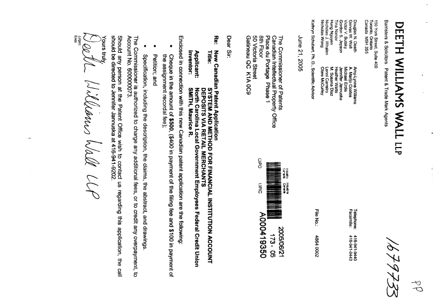 Document de brevet canadien 2510812. Cession 20050621. Image 1 de 6