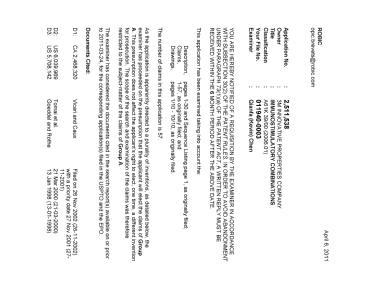 Canadian Patent Document 2511538. Prosecution-Amendment 20110406. Image 1 of 4