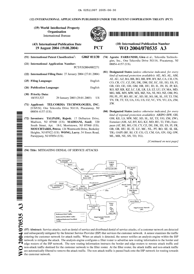 Canadian Patent Document 2511997. Abstract 20050630. Image 1 of 2
