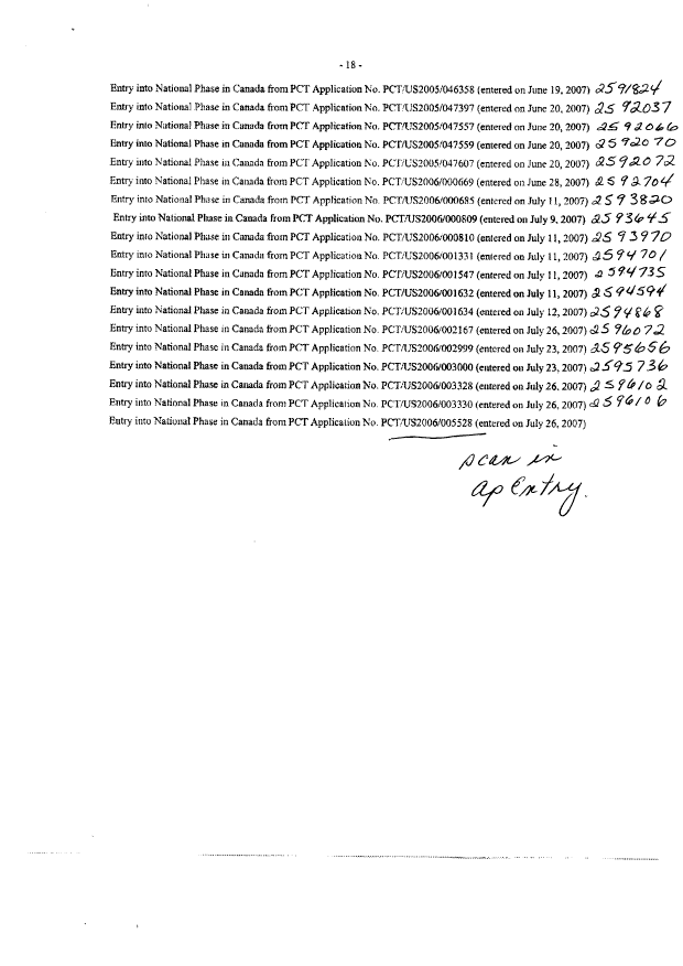 Document de brevet canadien 2512313. Correspondance 20070919. Image 19 de 19