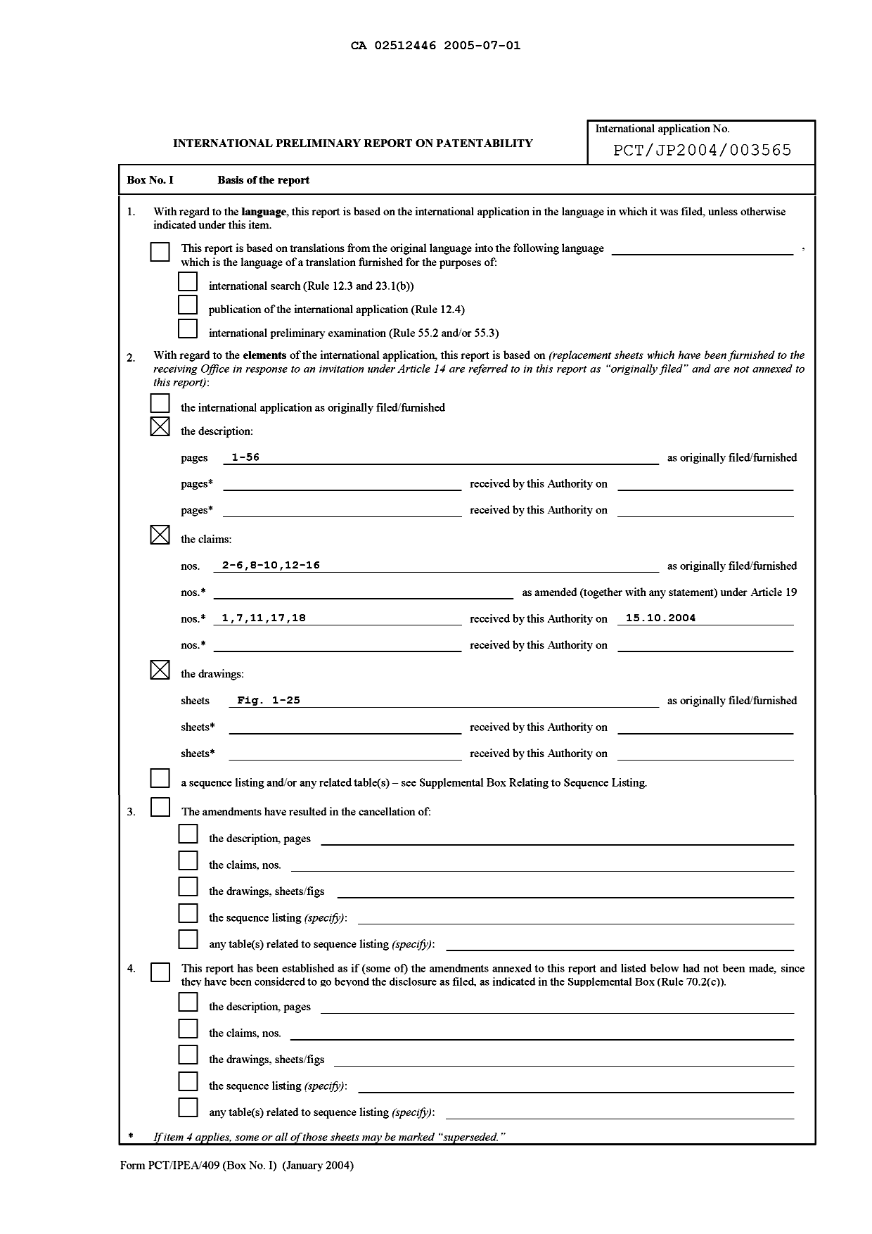 Document de brevet canadien 2512446. PCT 20050701. Image 2 de 3