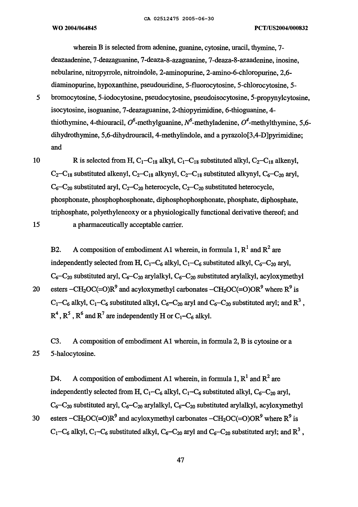 Canadian Patent Document 2512475. Description 20041230. Image 47 of 49