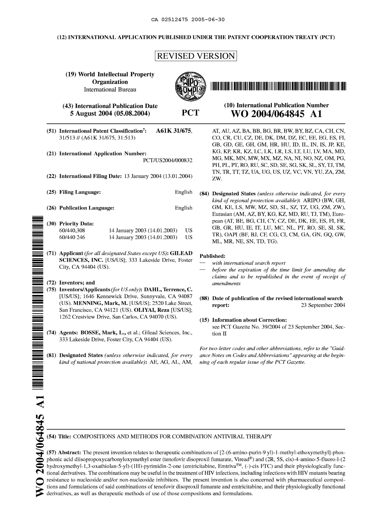 Document de brevet canadien 2512475. PCT 20041230. Image 7 de 7