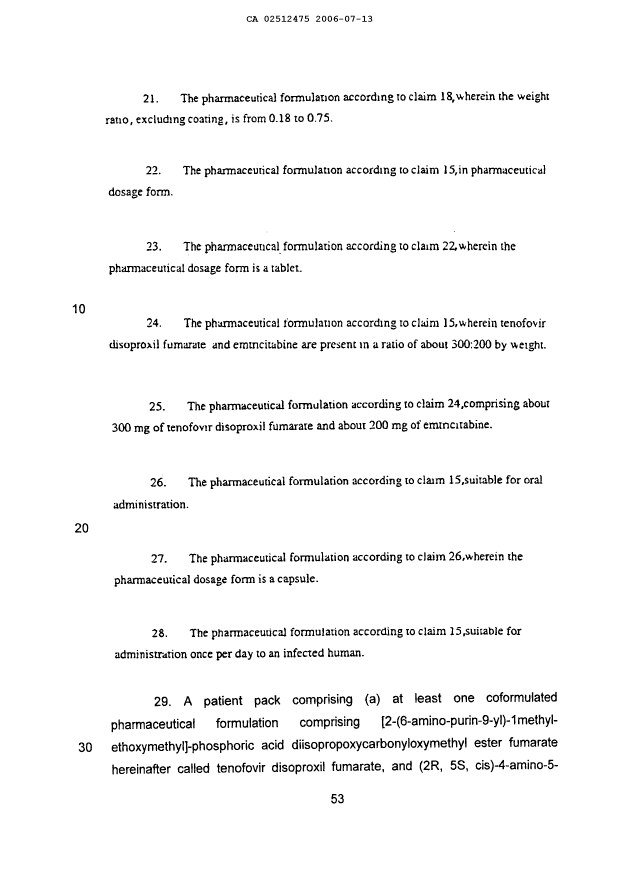 Document de brevet canadien 2512475. Revendications 20051213. Image 4 de 6