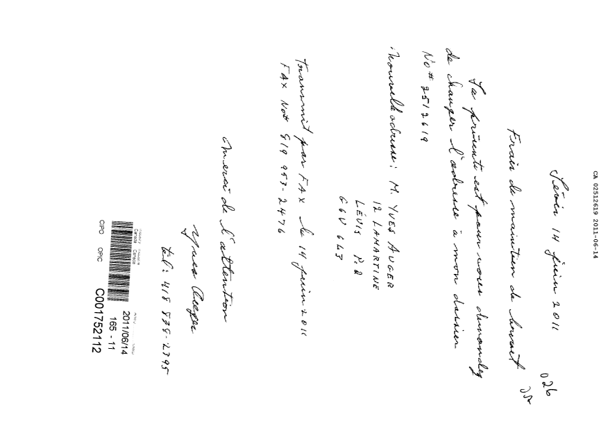 Canadian Patent Document 2512619. Correspondence 20101214. Image 1 of 1