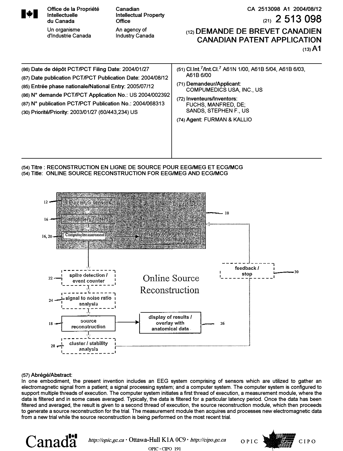 Document de brevet canadien 2513098. Page couverture 20050929. Image 1 de 1