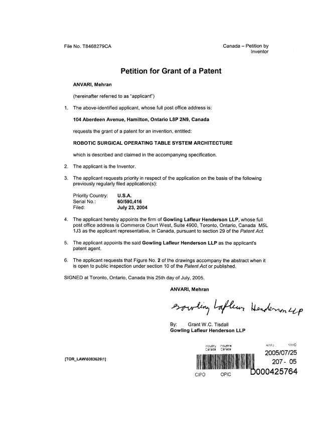 Canadian Patent Document 2513202. Assignment 20050725. Image 3 of 3