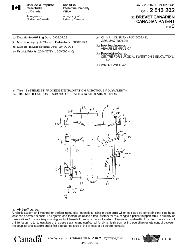 Document de brevet canadien 2513202. Page couverture 20150224. Image 1 de 1