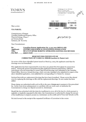 Canadian Patent Document 2513202. Correspondence 20150505. Image 1 of 13