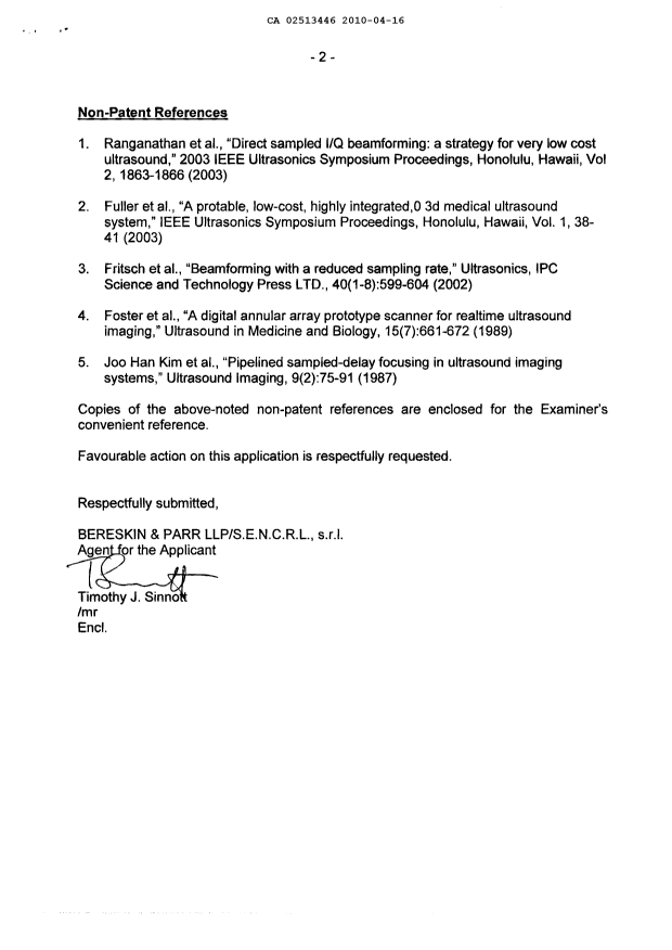 Document de brevet canadien 2513446. Poursuite-Amendment 20100416. Image 2 de 2