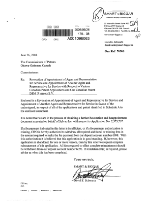 Document de brevet canadien 2513590. Correspondance 20080626. Image 1 de 3