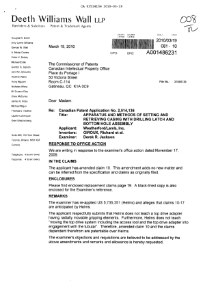 Canadian Patent Document 2514136. Prosecution-Amendment 20100319. Image 1 of 4