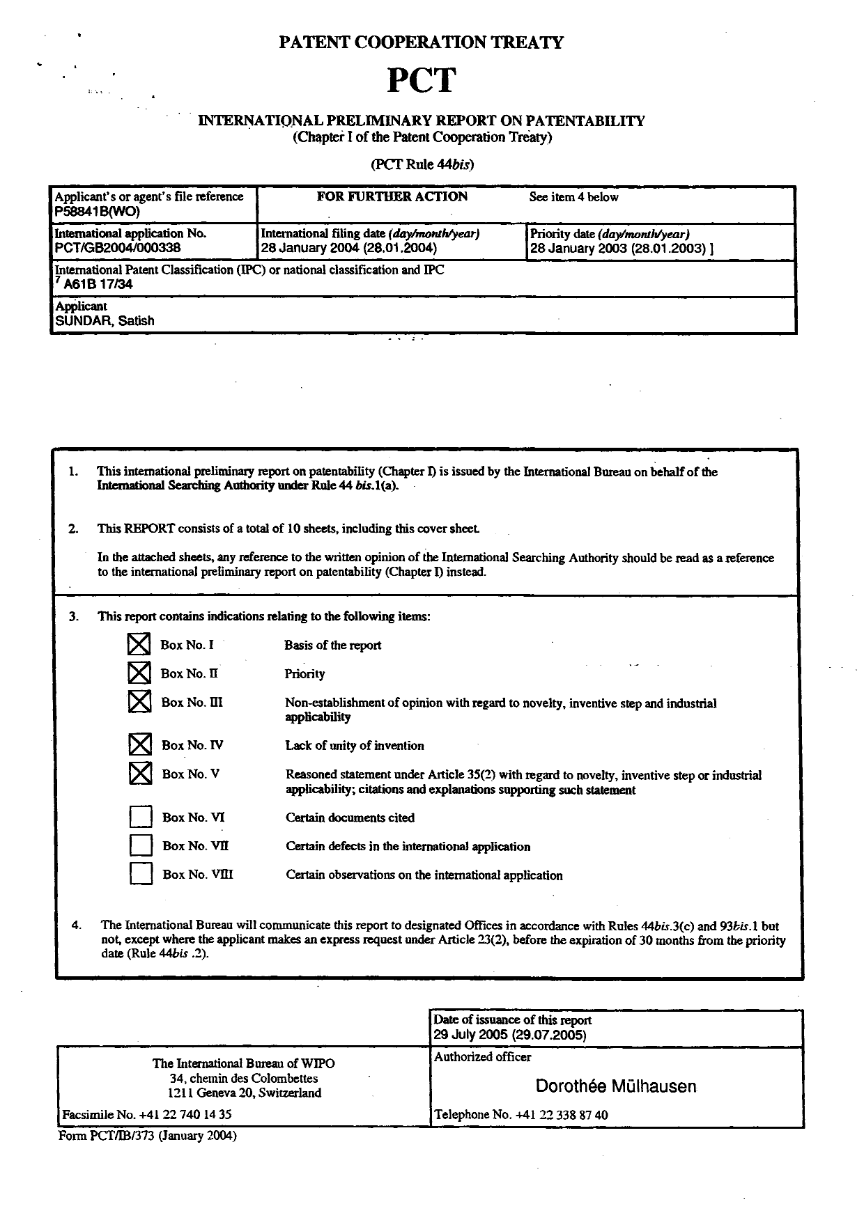 Document de brevet canadien 2514651. PCT 20050728. Image 1 de 10