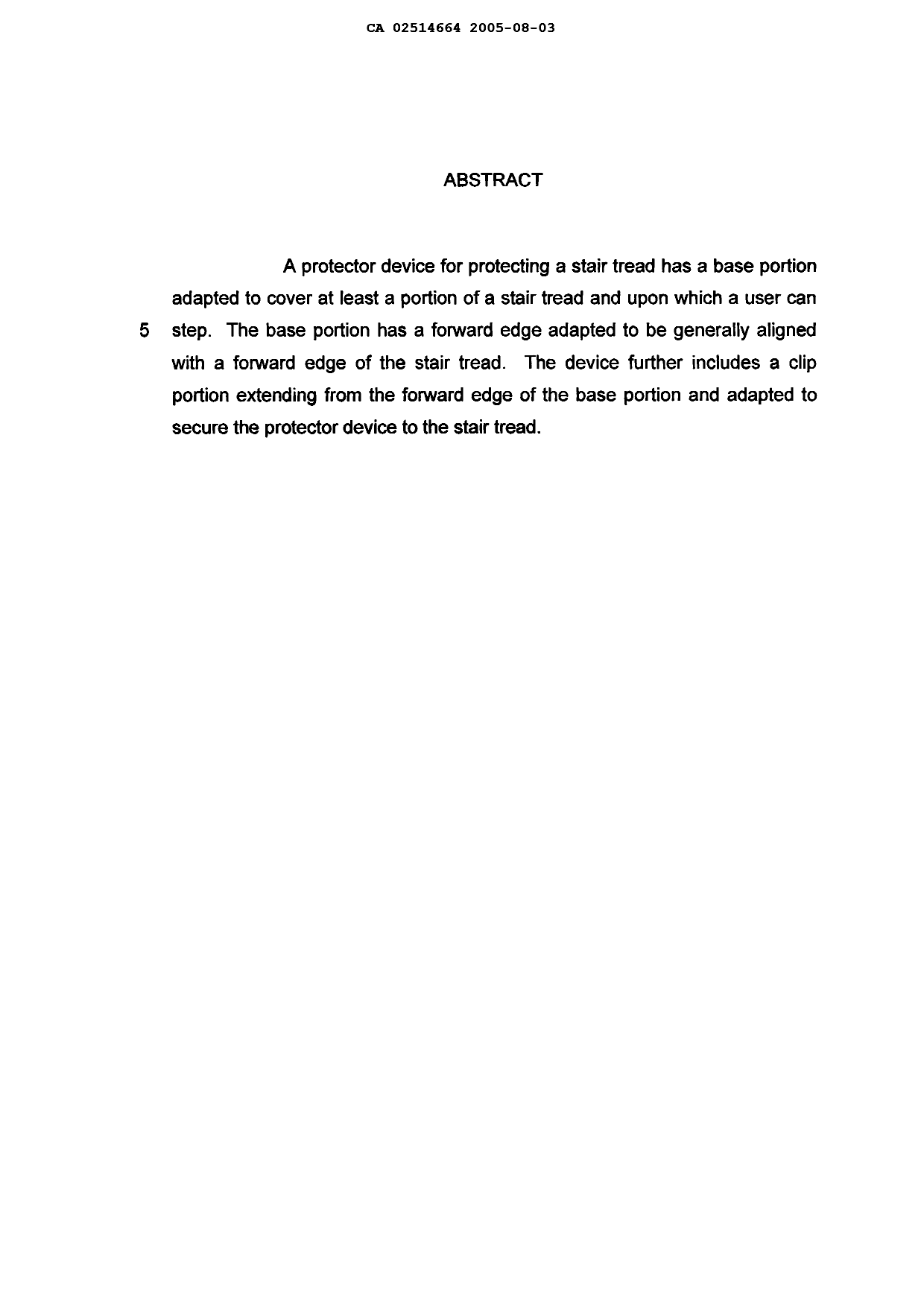 Document de brevet canadien 2514664. Abrégé 20050803. Image 1 de 1
