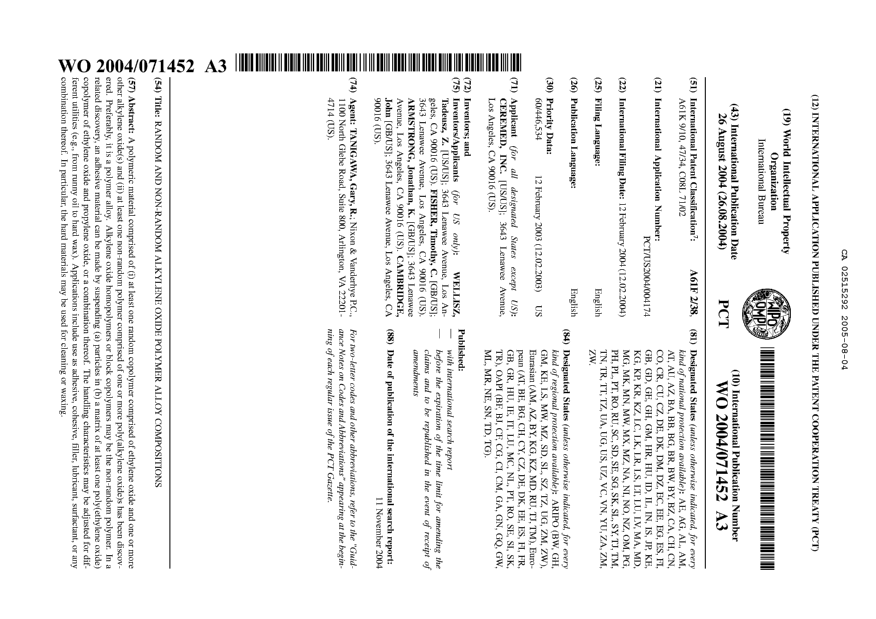 Document de brevet canadien 2515292. Abrégé 20050804. Image 1 de 1