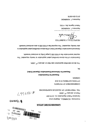 Canadian Patent Document 2515581. Prosecution-Amendment 20061216. Image 1 of 1
