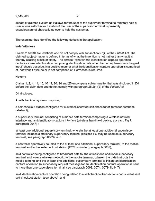 Document de brevet canadien 2515766. Demande d'examen 20170615. Image 2 de 7
