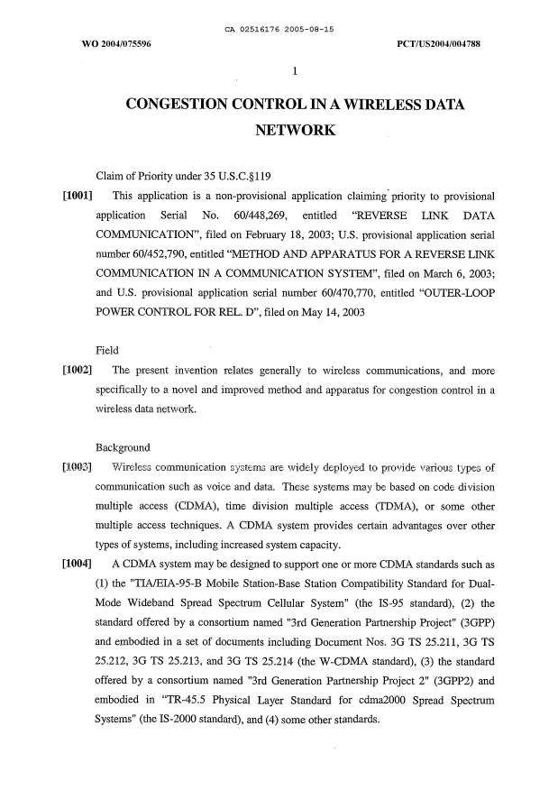 Canadian Patent Document 2516176. Description 20050815. Image 1 of 42