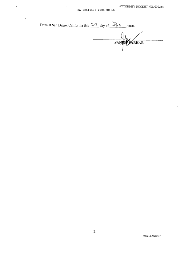 Document de brevet canadien 2516176. Cession 20050815. Image 7 de 7