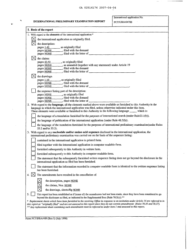 Document de brevet canadien 2516176. PCT 20070404. Image 2 de 3