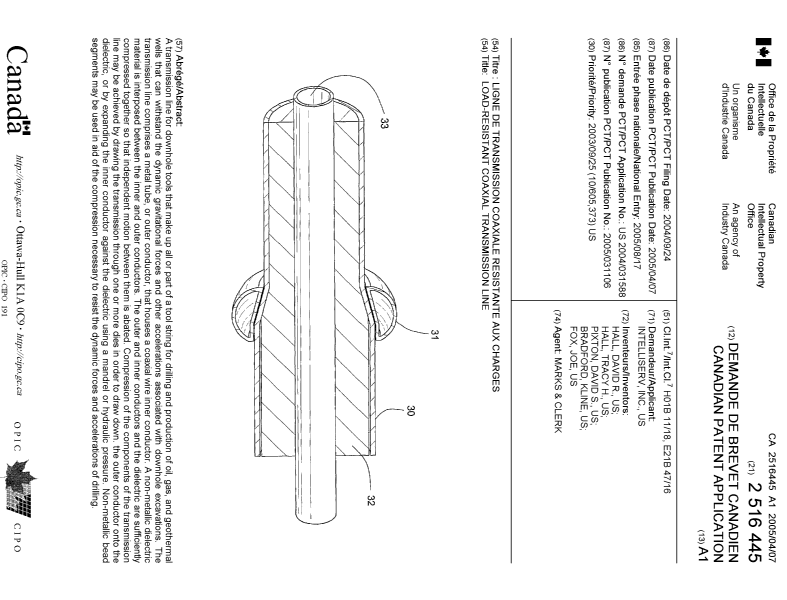Document de brevet canadien 2516445. Page couverture 20051021. Image 1 de 1