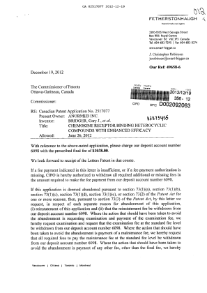 Canadian Patent Document 2517077. Correspondence 20121219. Image 1 of 2