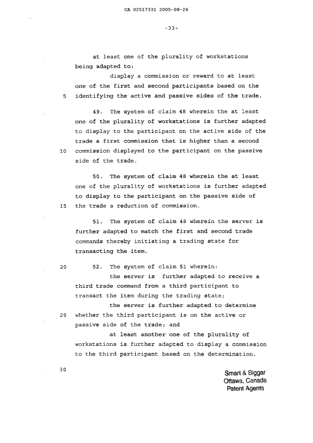 Document de brevet canadien 2517331. Revendications 20050926. Image 10 de 10